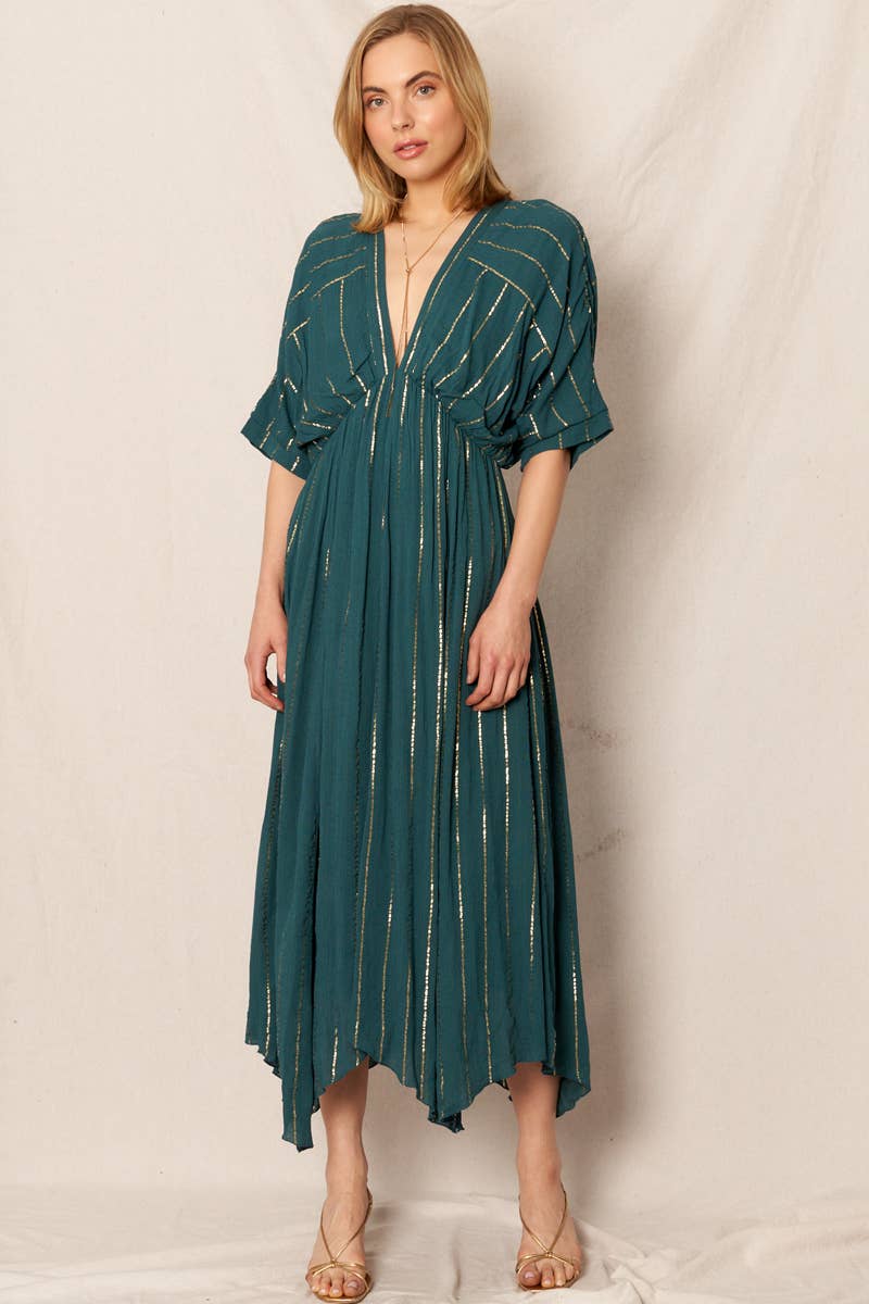 En Crème - Vente Robe – femme - Robe midi rayée à sequins16