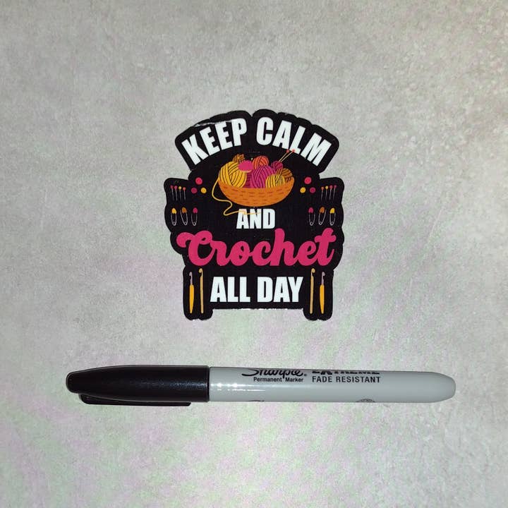 Dancing Dolphin Crafts - Wholesale Sticker - Crochet Sticker - Crochet All Day: Keep Calm and Create