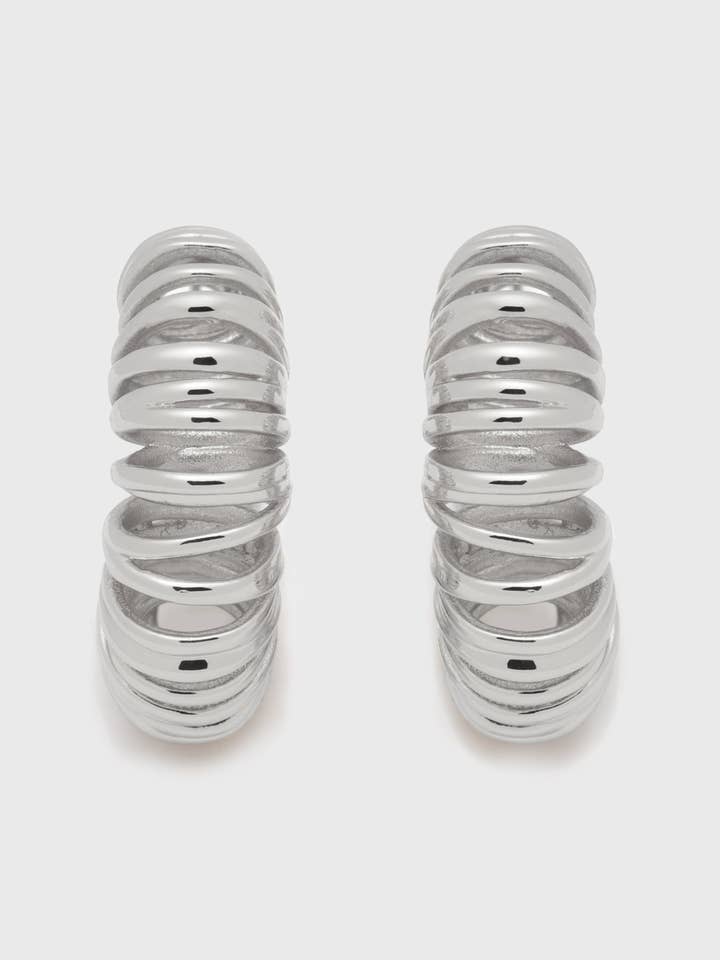 Allora - Moderne krul-hoepelcreolen zilver voor wholesale door Filippa Firenze