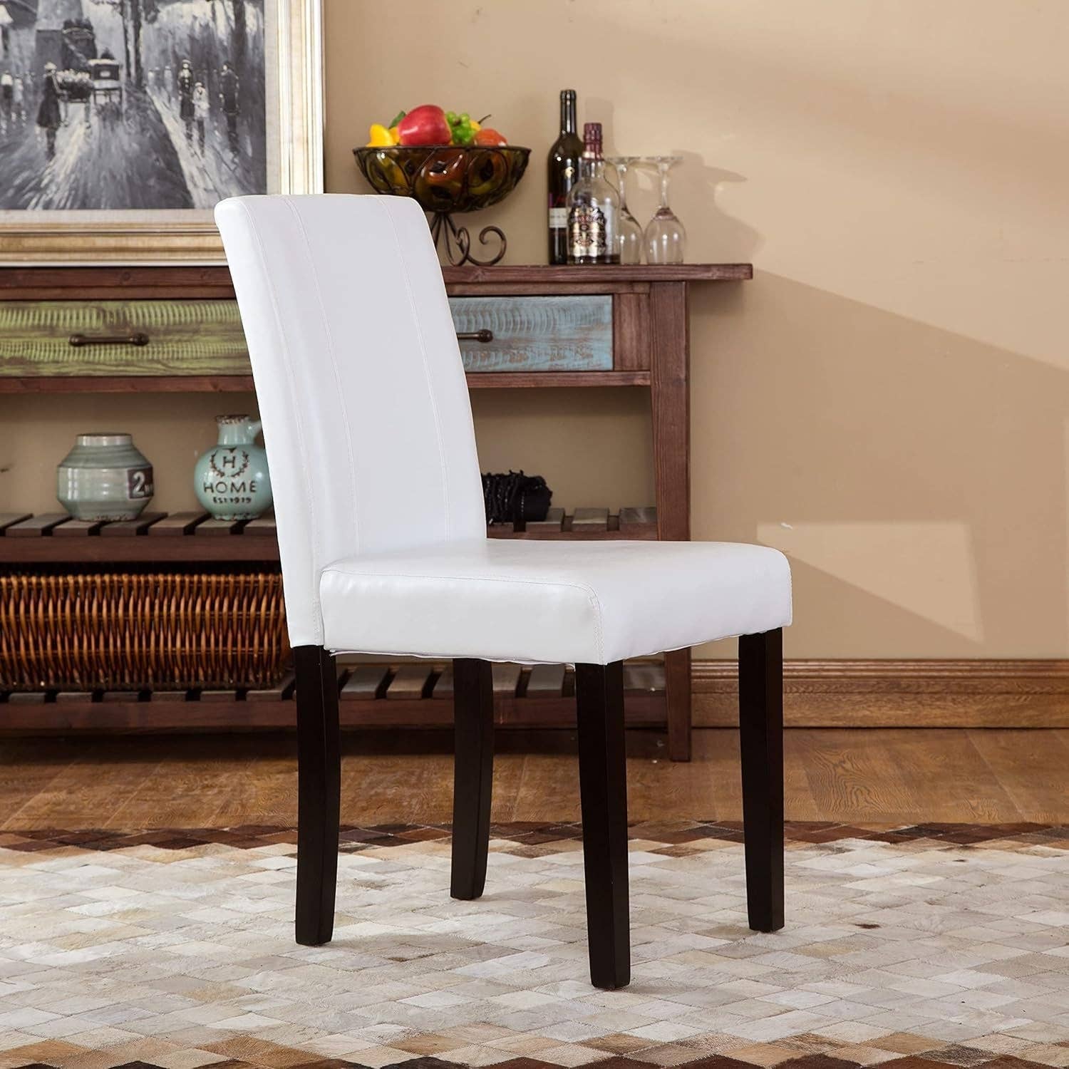 Off White Leatherette Padded Parson Chair Set of 2 for wholesale on Faire1