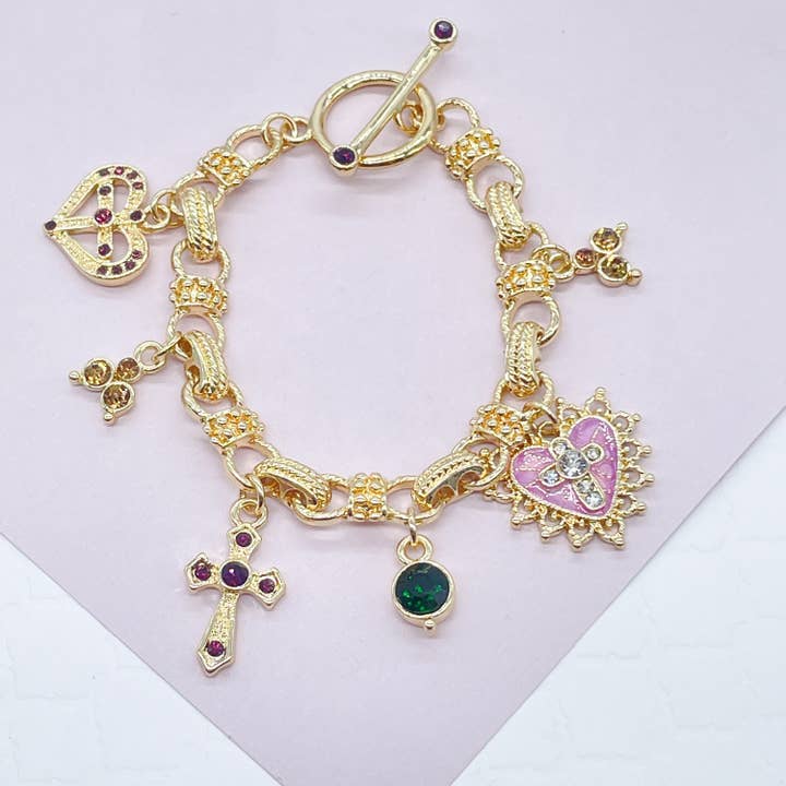 Milie – wholesale Charm/dangle bracelet – 18k GF Charm Necklace: Figa Hand and charms2