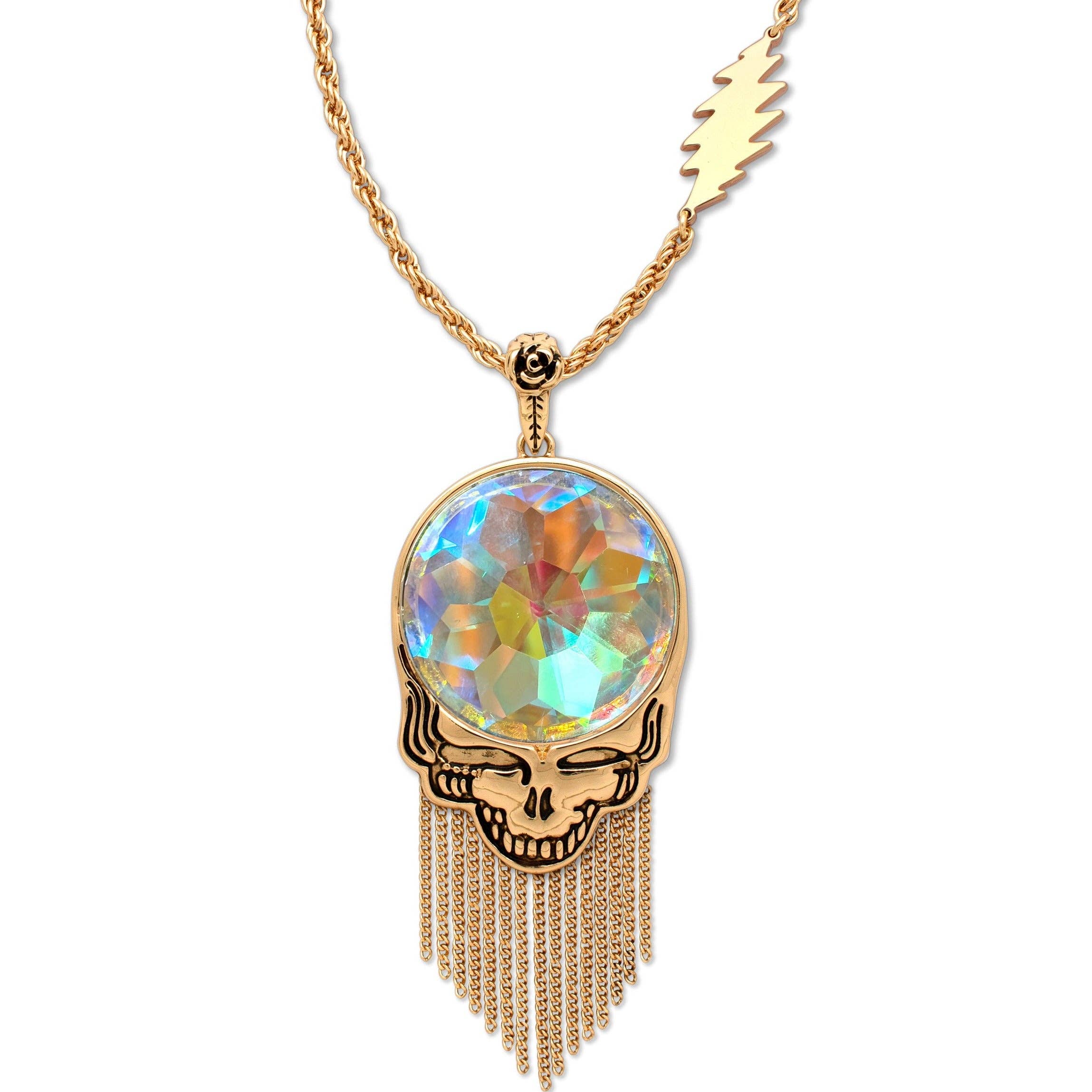 Hiouchi Jewels | Rose & Bolt Grateful Dead Jewelry - Wholesale Pendant/Charm Necklace - Grateful Dead Steal Your Prism Necklace | Gold0