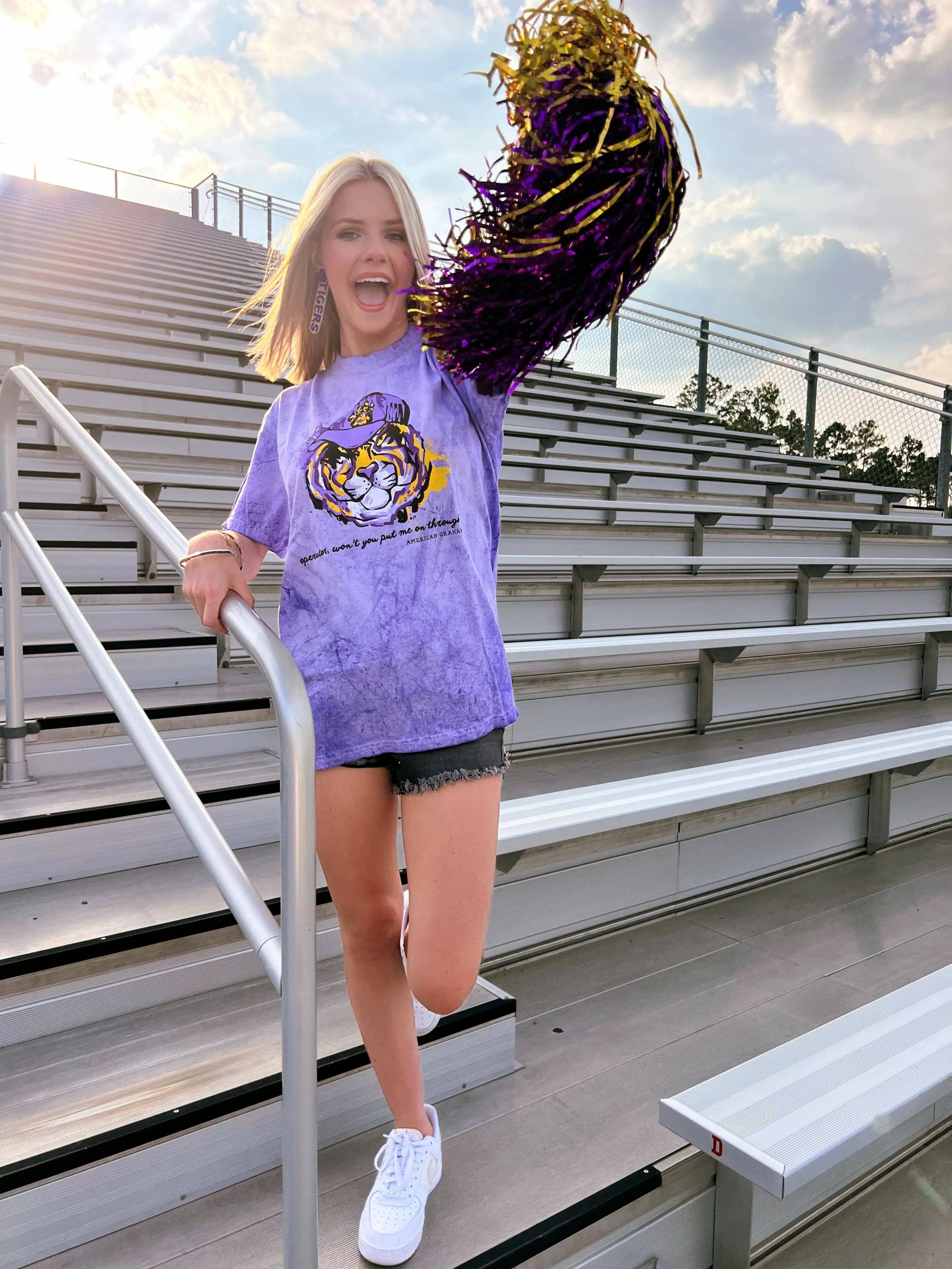 PURPLE Callin' Baton Rouge Mineral Wash T-Shirt for wholesale on Faire0