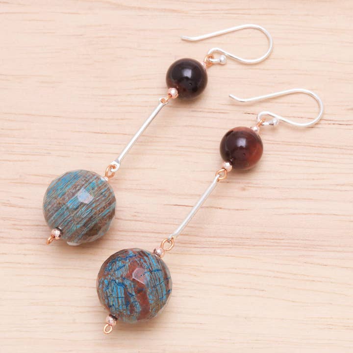 NOVICA - Wholesale Dangle Earrings - NOVICA Earthly Love Jasper and tiger's eye dangle earrings