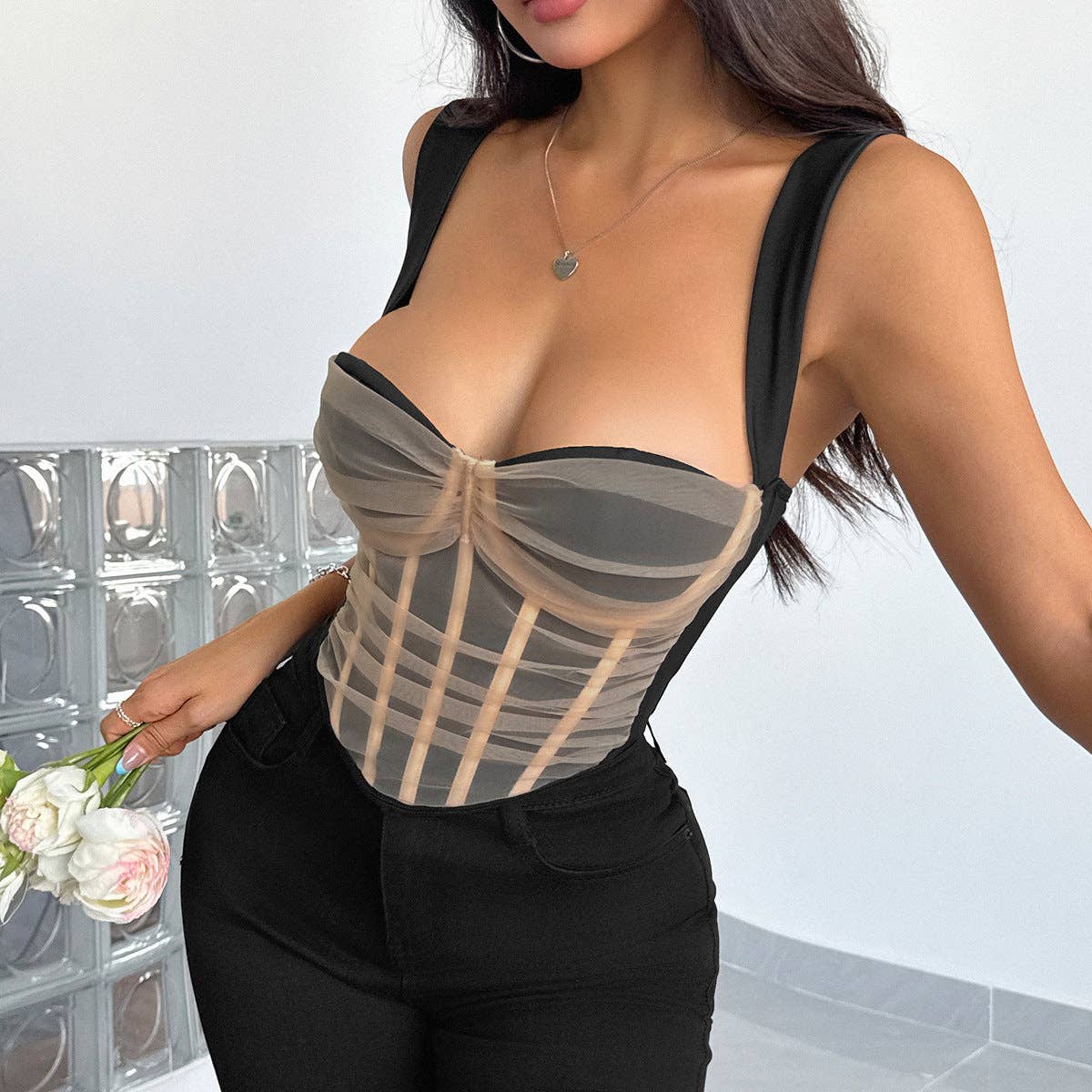 Marayn - Wholesale Corset - Women's - Mesh Corset Top Edgy Sexy  Bold2