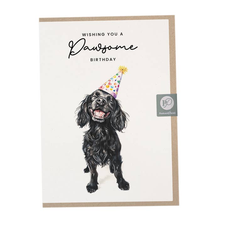Cocker Spaniel Birthday Card – Party Hat for wholesale by Postcard Prints