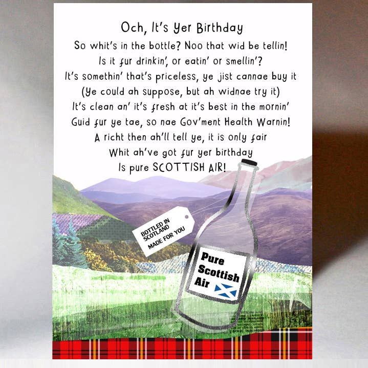 Wee Wishes – Großhandel Geburtstagskarten – Geburtstag Scottish Air Card WWBD36