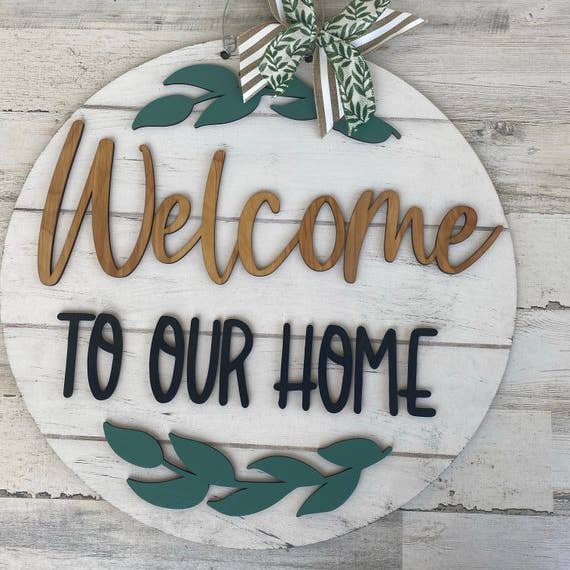 Welcome to our Home Door Hanger, Wood Hanging Sign for wholesale by Vick Crafts