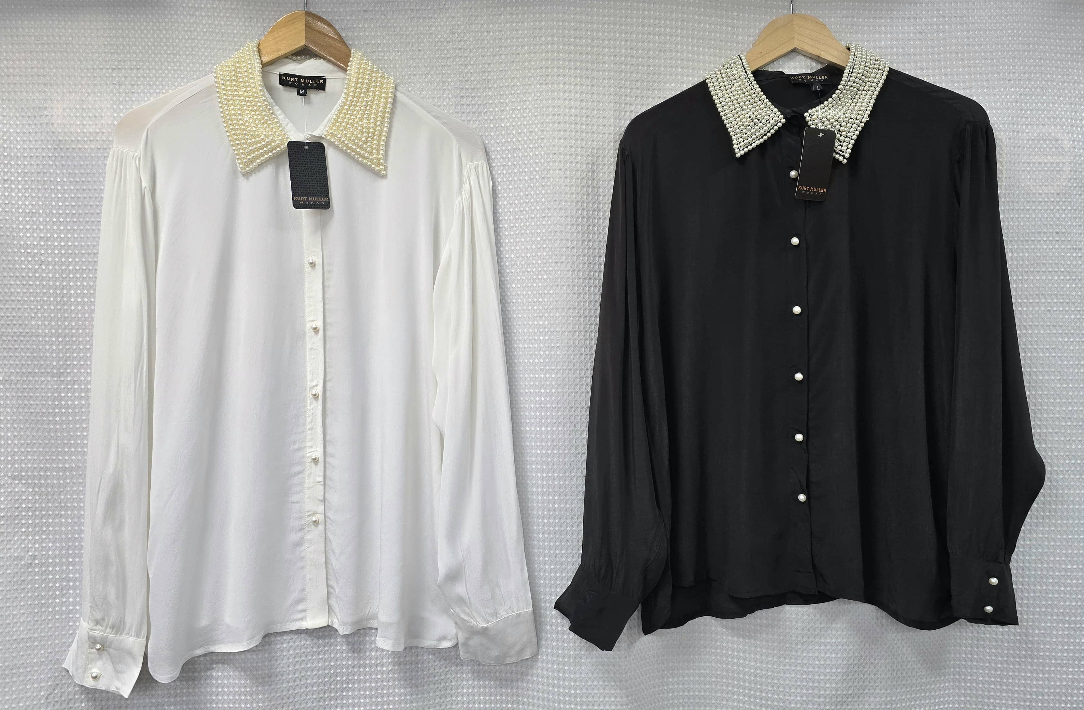 White Pearl Collar Lux Button Shirt for wholesale on Faire2
