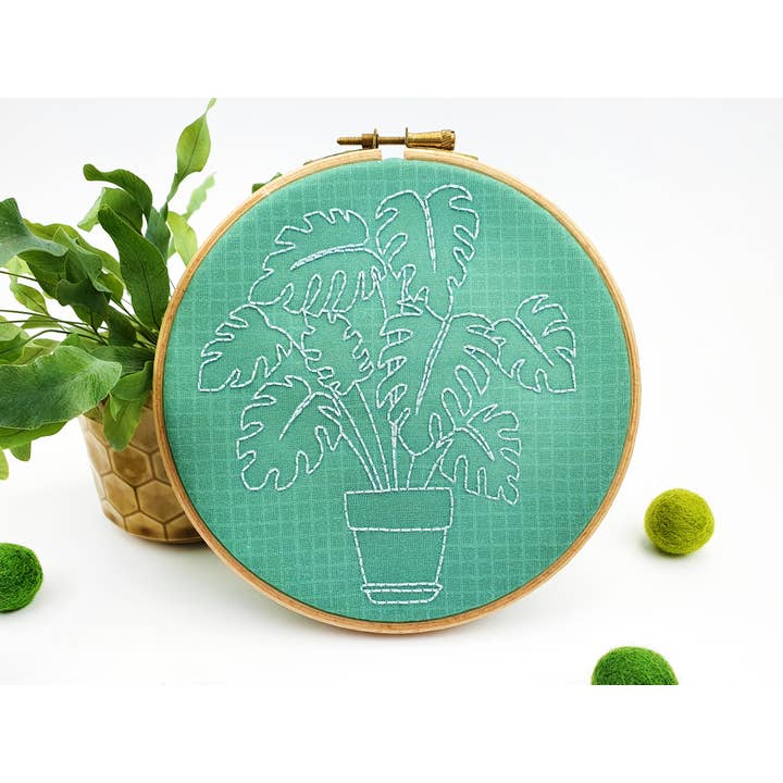 Houseplant Monstera Handmade Embroidery Kit Hoop Art for wholesale by Oh Sew Bootiful