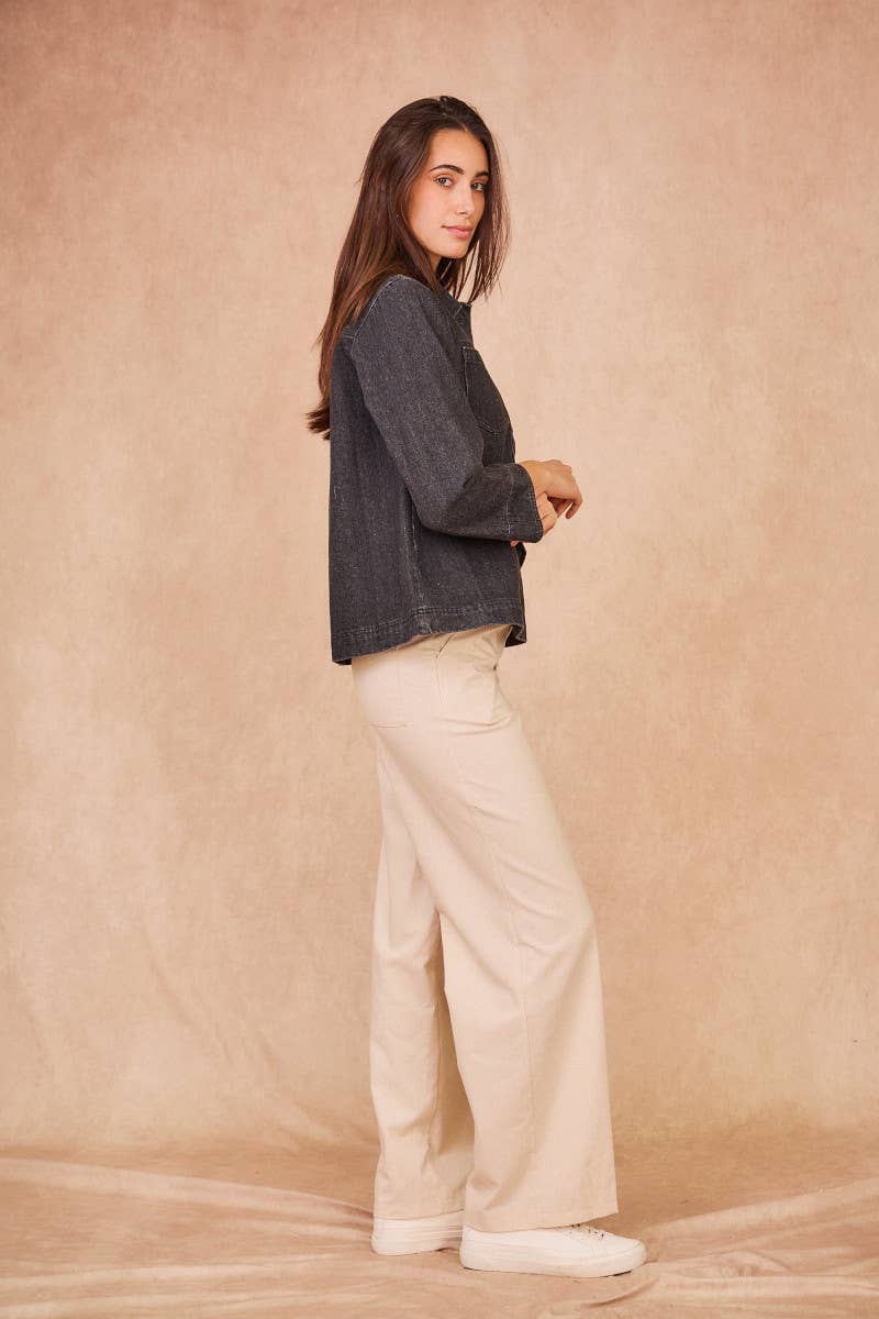 Calie Paris – Engroshandel Bluse - Dame – ANOUCHKA denimbluse med knaplukning2