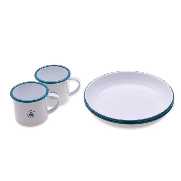 Laguiole - Venta al por mayor Conjuntos de vajilla - Set "Picnic Vintage" de 2 tazas y 2 platos