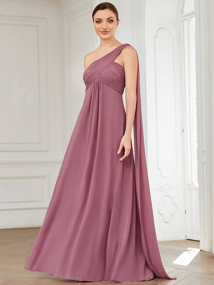 Ever-Pretty - Wholesale Gown – Women's - Elegant Pleated One-Shoulder Bridesmaids Dress42