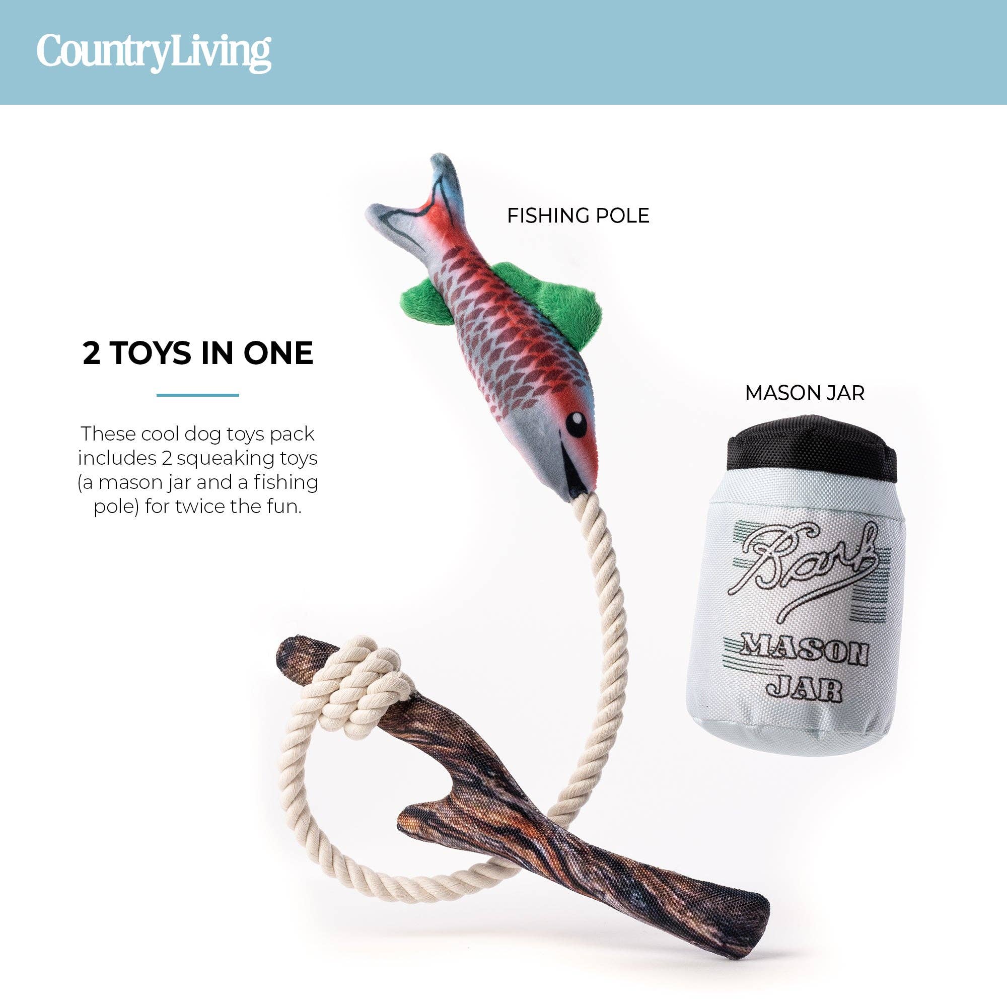 Silver Paw - Vente Set de jouets – chien - Lot de 2 jouets pour chiens Fish & Mason Jar6