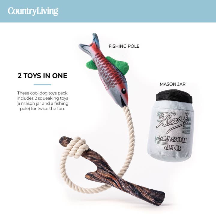 Silver Paw - Vente Set de jouets – chien - Lot de 2 jouets pour chiens Fish & Mason Jar6