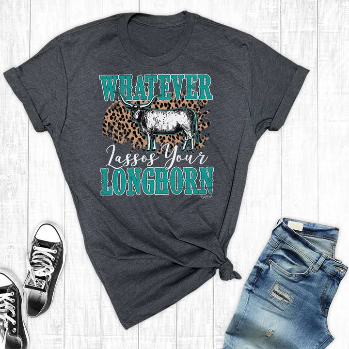 Longhorn Unisex Graphic T-Shirt Charcoal for wholesale by Rebel Rose