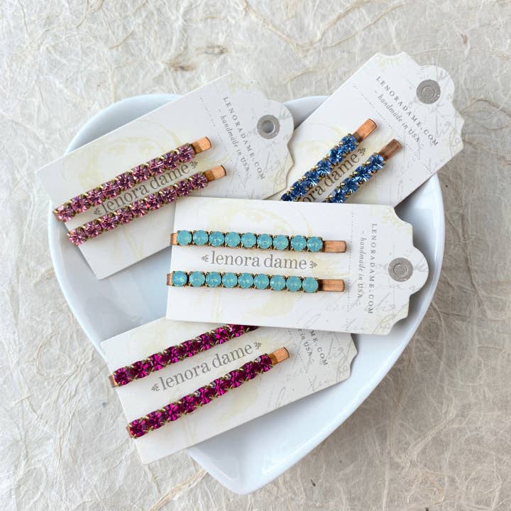 Classic Rhinestone Bobby Pin Set - Choice of Rhinestone Color for wholesale by Lenora Dame