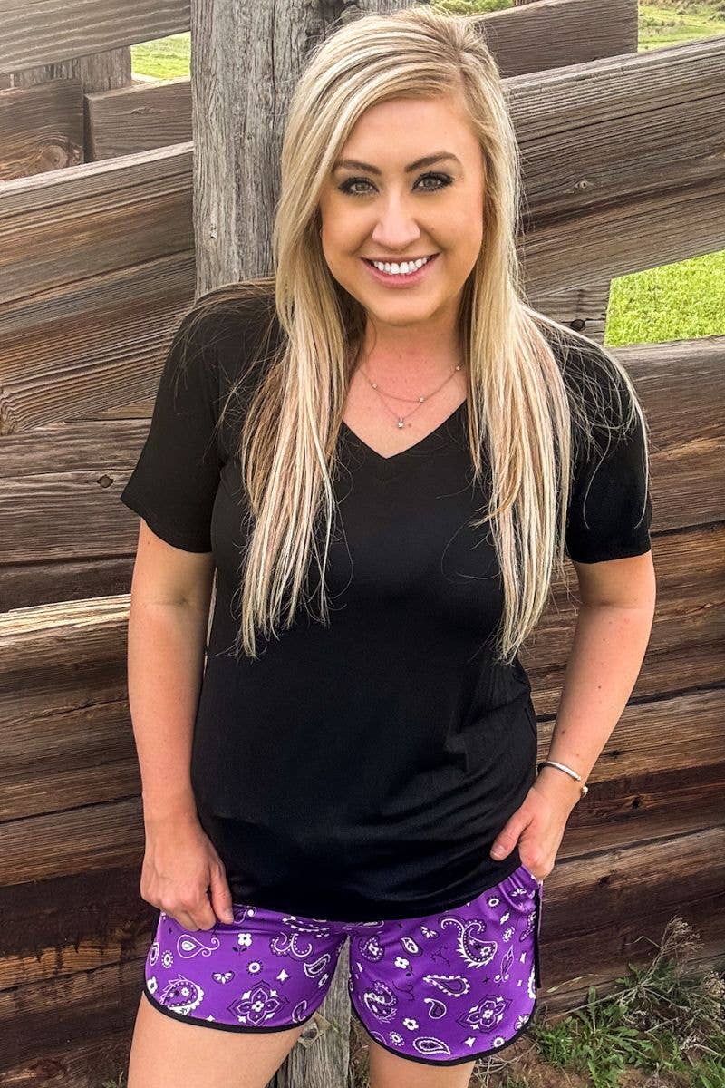 Sterling Kreek - Wholesale Shorts - Women's - Bandana Babe Purple Shorts5