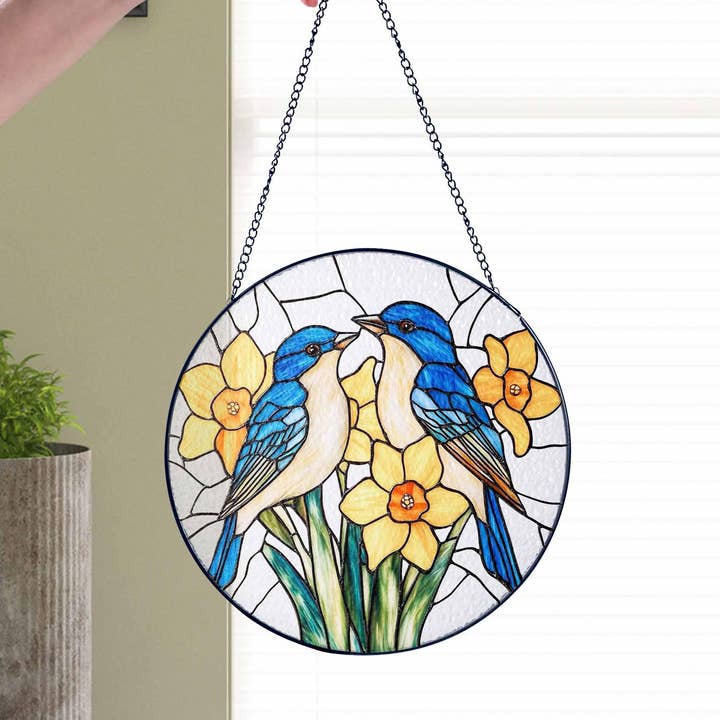 TMLECOM LTD - Wholesale Suncatcher - Blue Bird Stained Glass, Bird Glass Suncatcher,Bluebird Gift2
