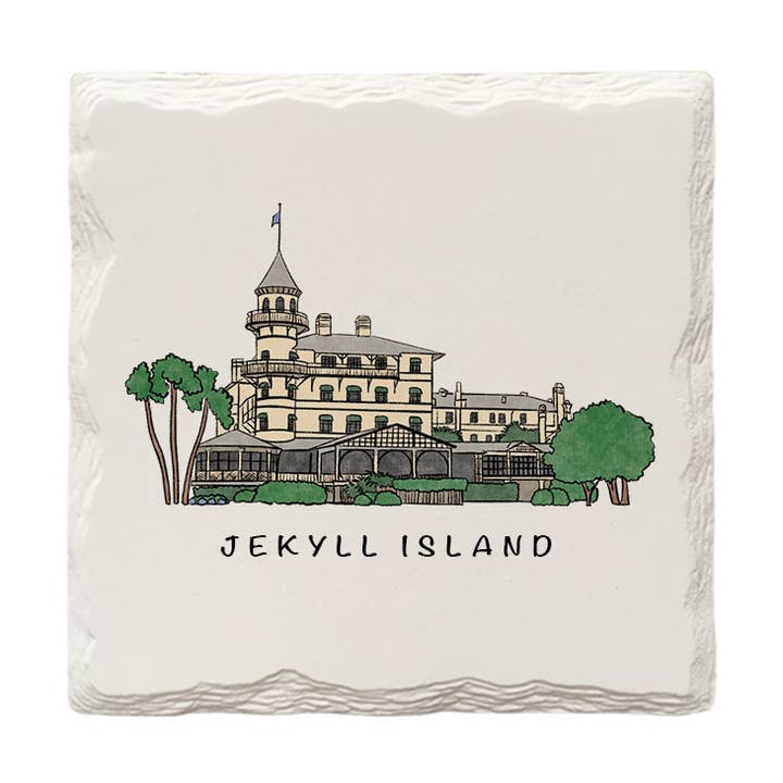 Jekyll Island Club Resort, GA | Hand-Drawn | Drink Coaster for wholesale by The Doodle Brand