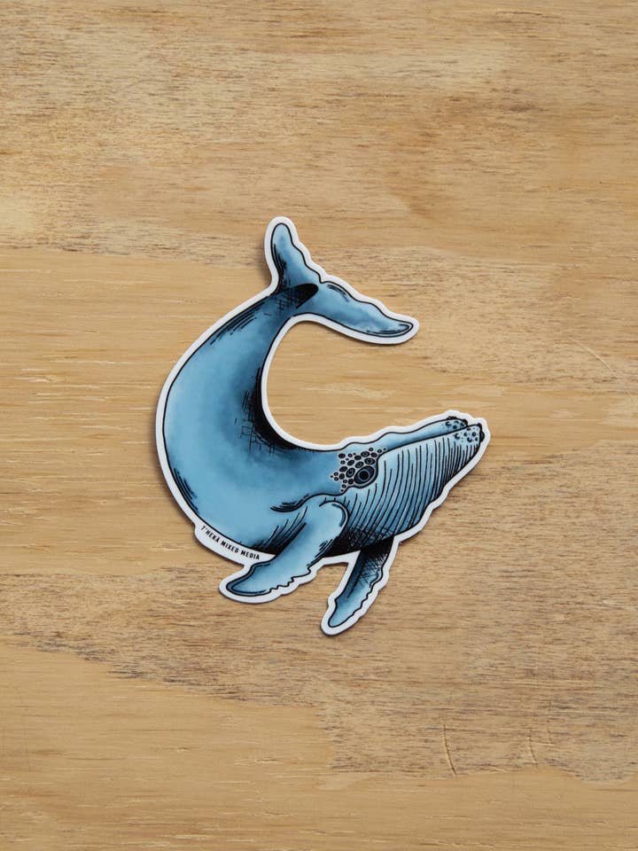 Waterproof Vinyl Sticker - Magical Humpback Whale for wholesale by K'oastal Mixed Media