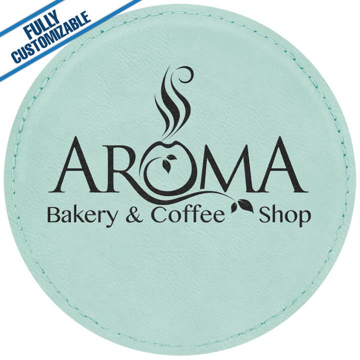 GiftWorksPlus - Wholesale Coasters - Engraved Leatherette Round Coasters - Fully Customizable9