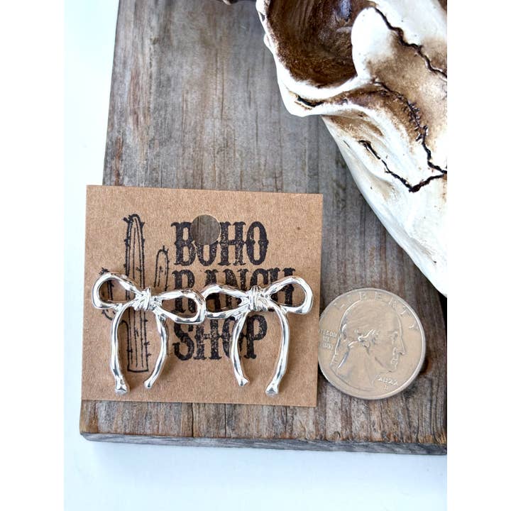 Boho Ranch Shop - Wholesale Stud/Post Earrings - Western Style Coquette Bow, Ribbon Stud Earrings4