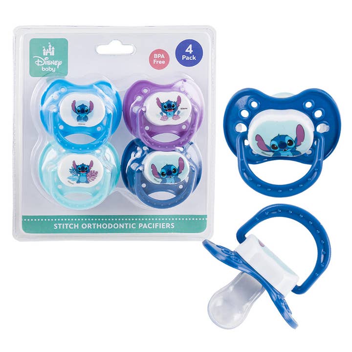 Deluxe Import Trading - Wholesale Pacifier - Baby - Baby Stitch Pacifiers - 4 Pack - Assorted