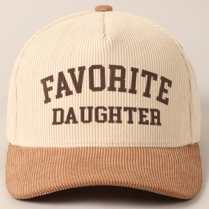 Fashion City - Wholesale Baseball Cap - Unisex - Favorite Daughter Two-Tone Corduroy Baseball Cap