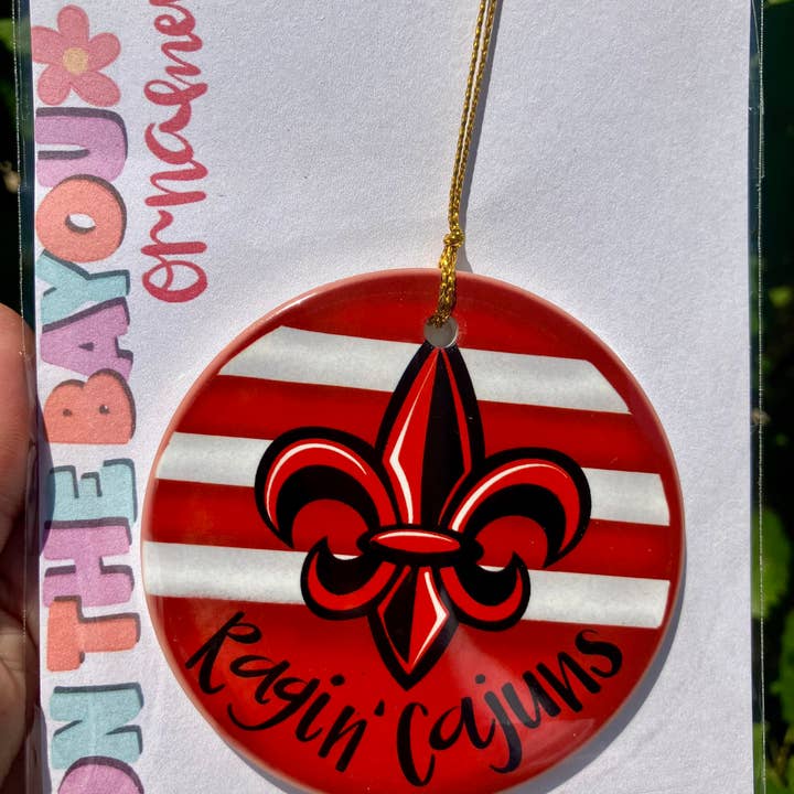 on the Bayou - Wholesale Ornament - University of Lafayette inspired ragin’ cajun ornaments