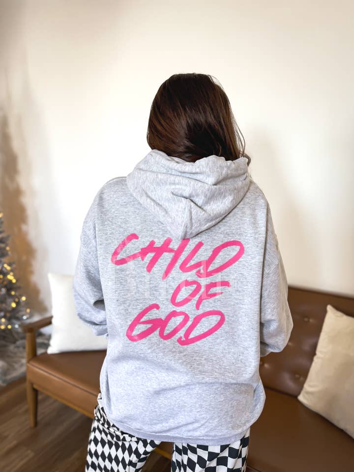Child of God Graphic Hoodie on Ash Gray for wholesale by birdie