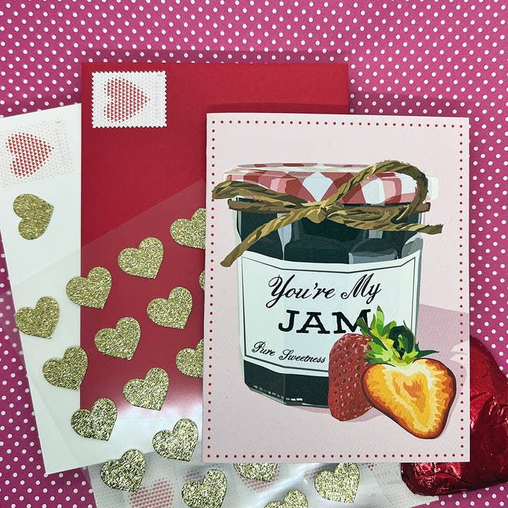 The Red Barn Press - Wholesale Valentine's Day Card - Valentine Card | Modern You're My Jam with Strawberries4