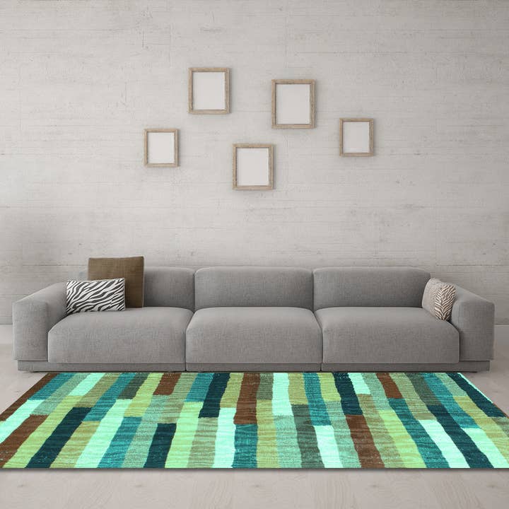 Tappeti contemporanei turchesi astratti lavabili in lavatrice per la vendita all'ingrosso da parte di Ahgly