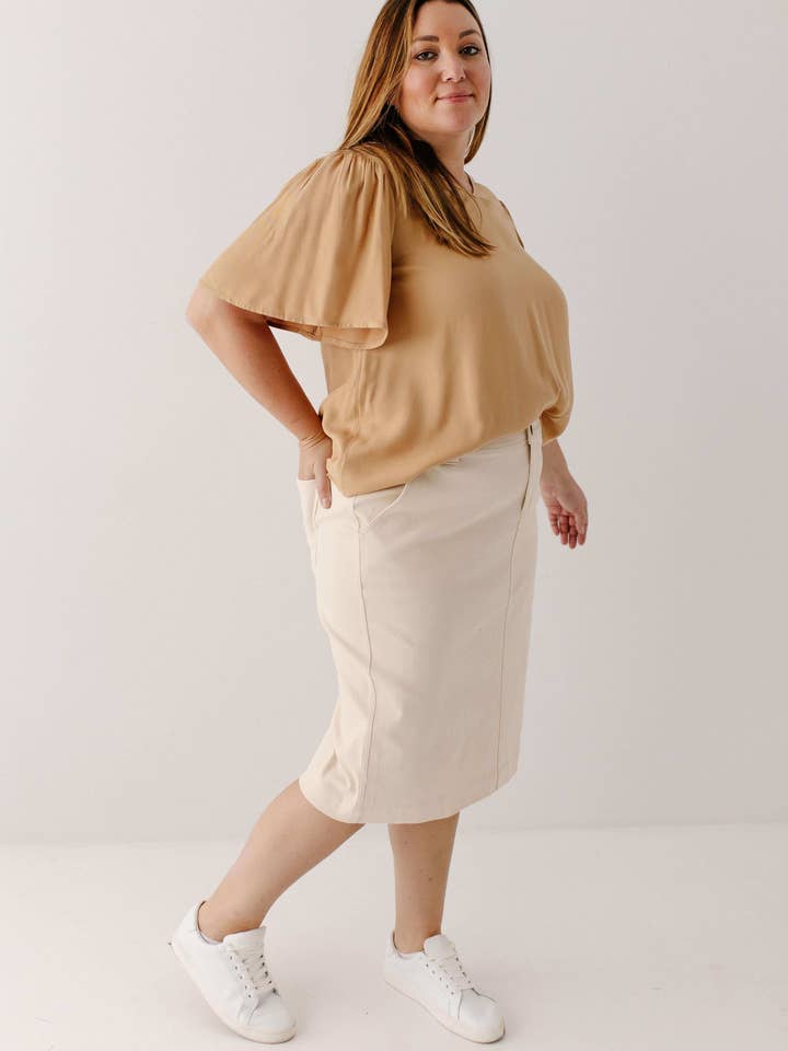 The Main Street Exchange - Wholesale Skirt - Women's - 'Adrian' Classic Denim Midi Skirt FINAL SALE2