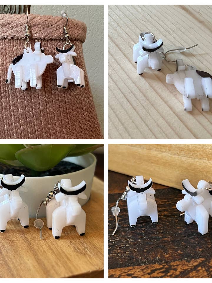 3D steer earring dangles for wholesale by Suchfungoods