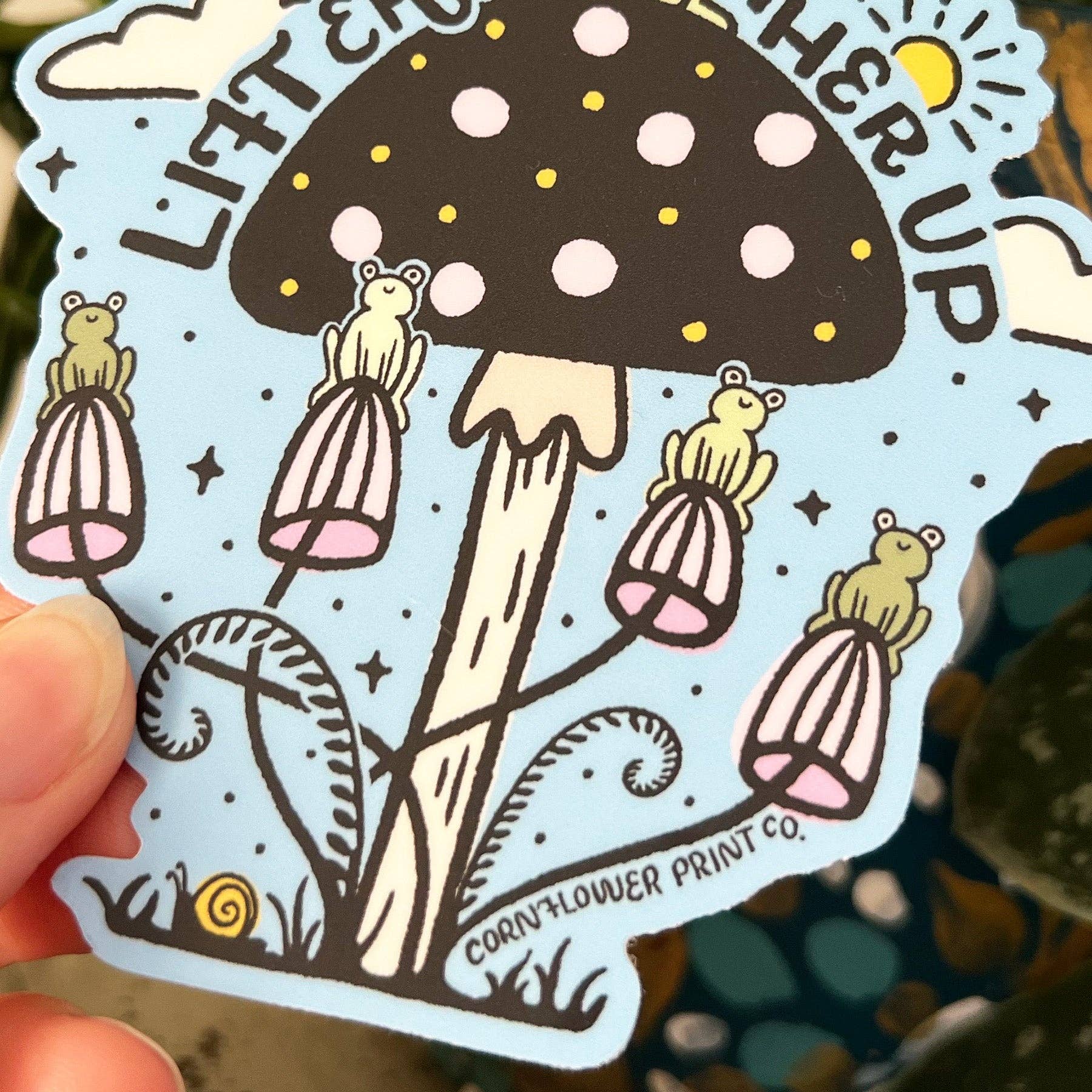 Cornflower Print Co. - Wholesale Sticker - Vinyl Sticker | Lift Each Other Up | Frogs & Mushrooms1