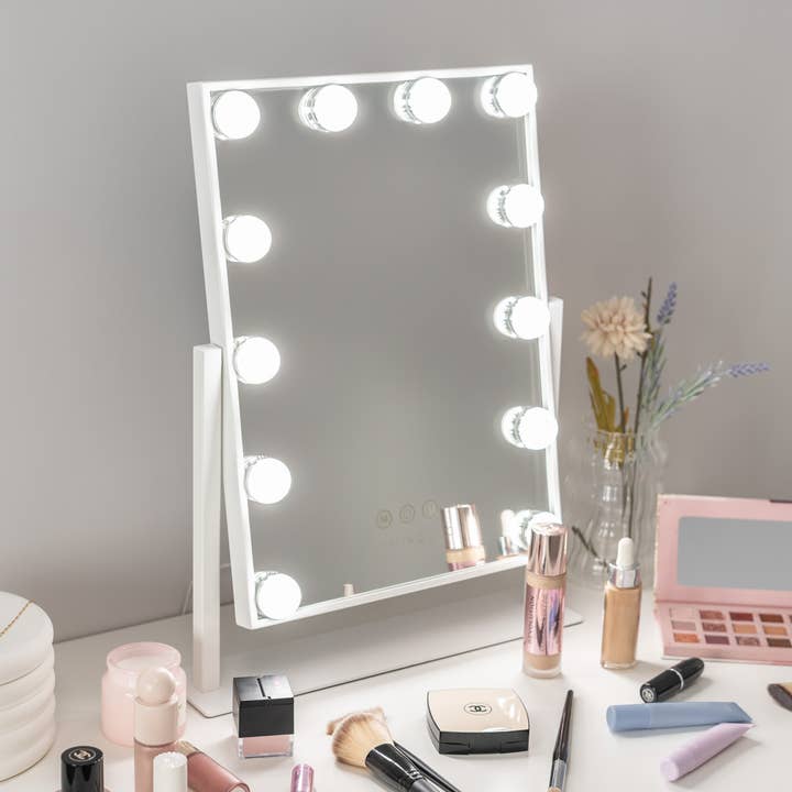 Flamingueo - Wholesale Makeup mirror - Espejo reclinable con 12 luces LED de Hollywood ENCHUFE UE1
