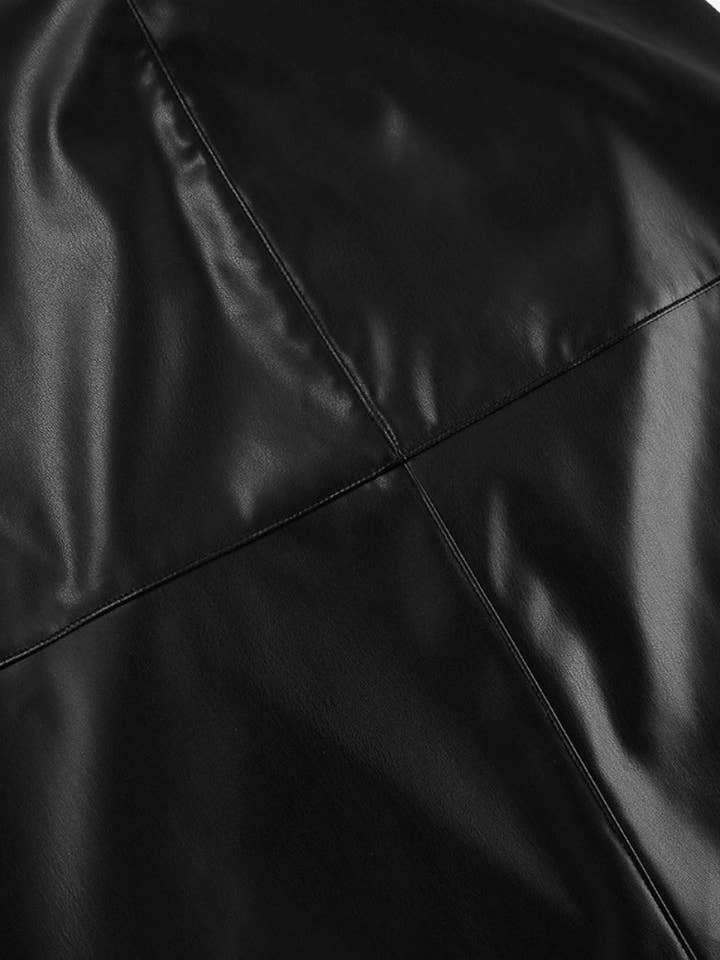 BLACK Faux Leather Maxi Skirt for wholesale on Faire3