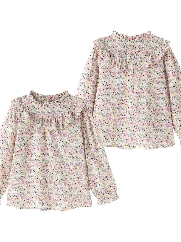 Meisjes winterkleding blouse m met bloemendetail JGI95706 voor wholesale door Newness Kids