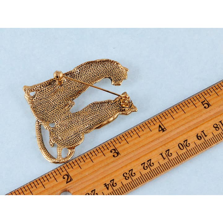 AK Brand - Wholesale Brooch - Turquoise Blue Spotted Leopard Family Twin Lover Brooch Pin2