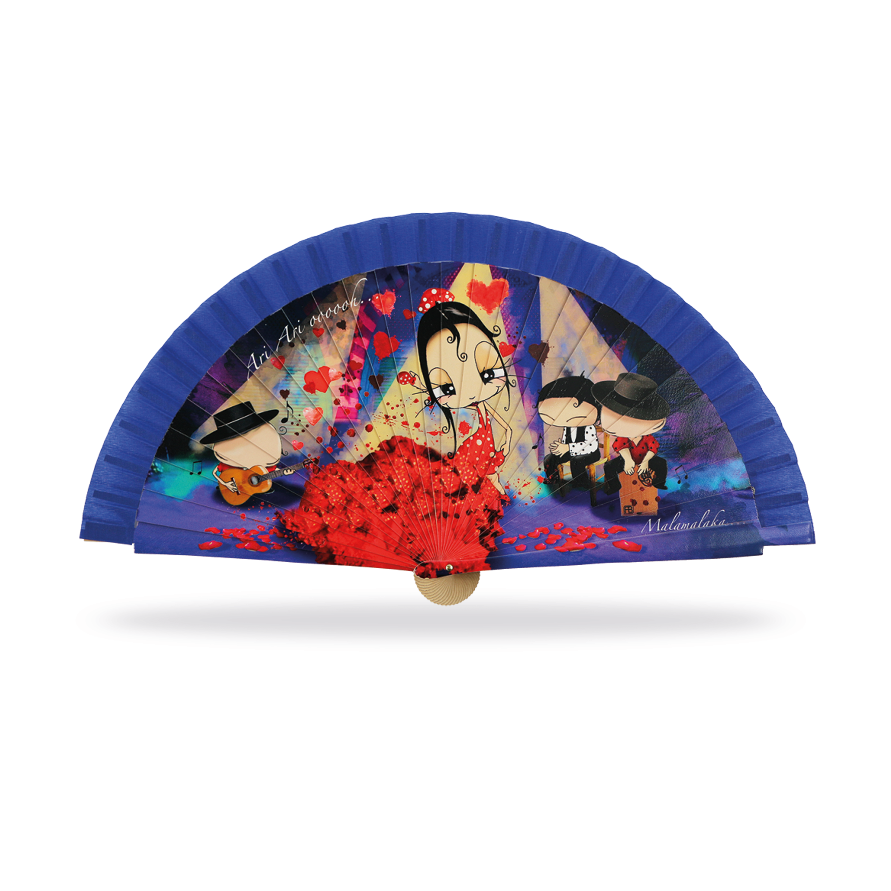 Cuatrogotas - Wholesale Party/Paper Folding Fan - Malamalaka Fan, made of natural FLAMENCA wood. Ref-M31023