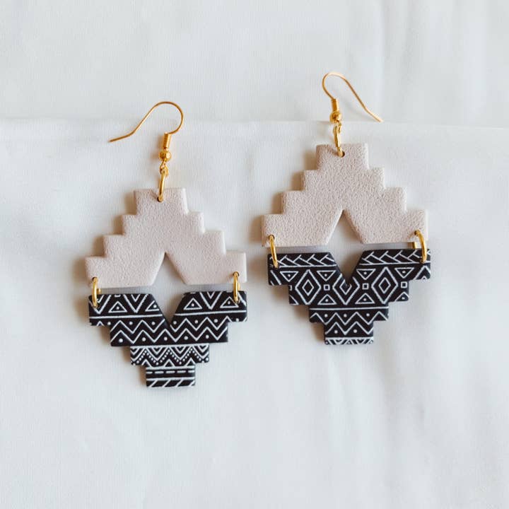 imperfectly co - Wholesale Dangle Earrings - Alba | Tan + Black |