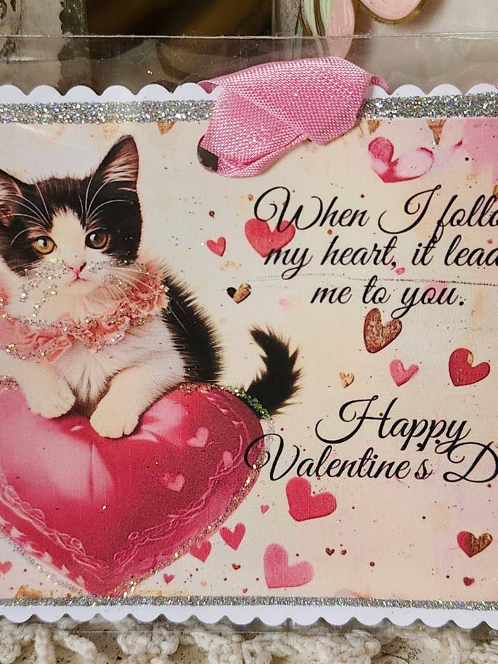 Valentine Gift Tag When I Follow My Heart Kitty for wholesale by Little Heart Designs