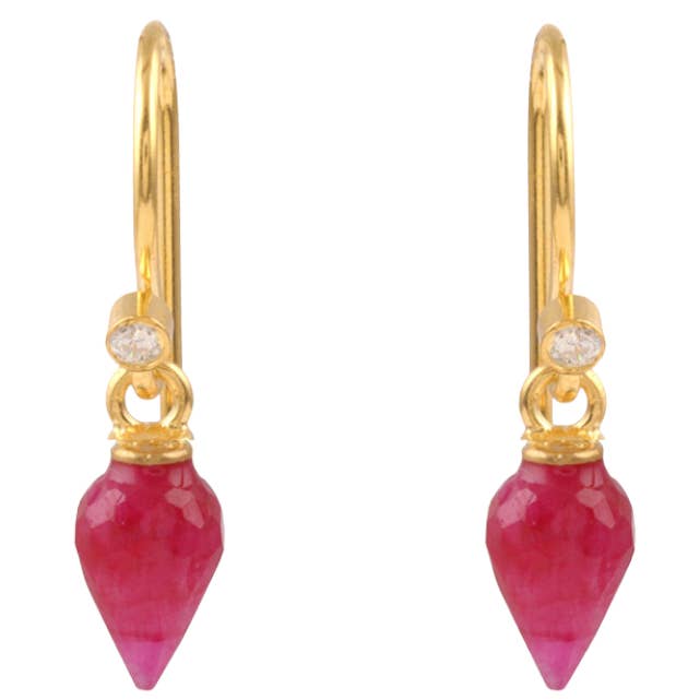 Rosebud Red Sillimanite Earrings for wholesale by POMEGRANATE