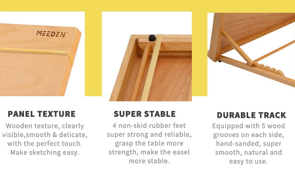 Pintar Art Supply – Engroshandel Skærebræt – MEEDEN Large Studio Artist tegne- og skitsebræt, justerbart bøgetræ A2 skitsebræt til studerende, begyndere og kunstner - Skrivebordsstaffeli i træ med T-firkant, 25-5/8" X 19"10