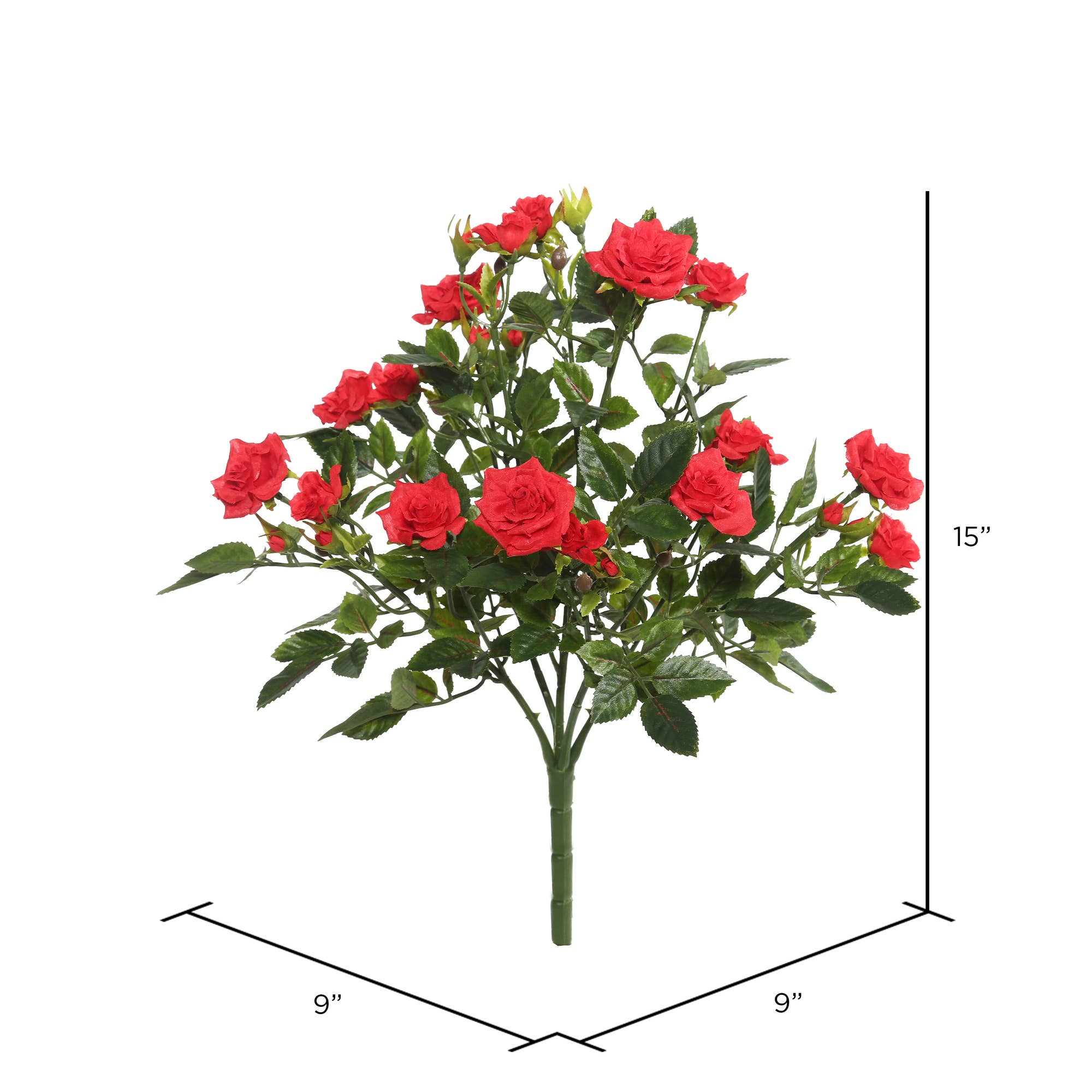 Vickerman 15" Artificial Red Mini Diamond Rose Bush. for wholesale on Faire2