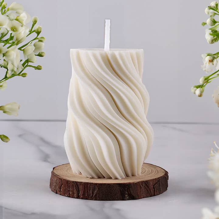 Wavy Lines Spiral Soy Wax Candle for wholesale by Lucerna Candles US