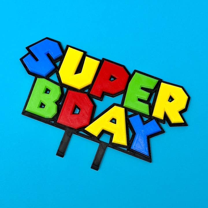 Super Brothers Style Happy Birthday Cake Topper Bday for wholesale by Made Happy Gifts