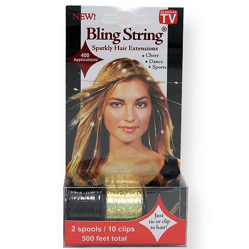 Mia Bling String 500' Clips Sparkly Extensions - Gold for wholesale by Mia