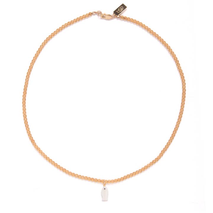 Fischanhänger-Halskette aus Perlmutt mit Perlen in Topas für den Großhandel von Michelle Starbuck Designs